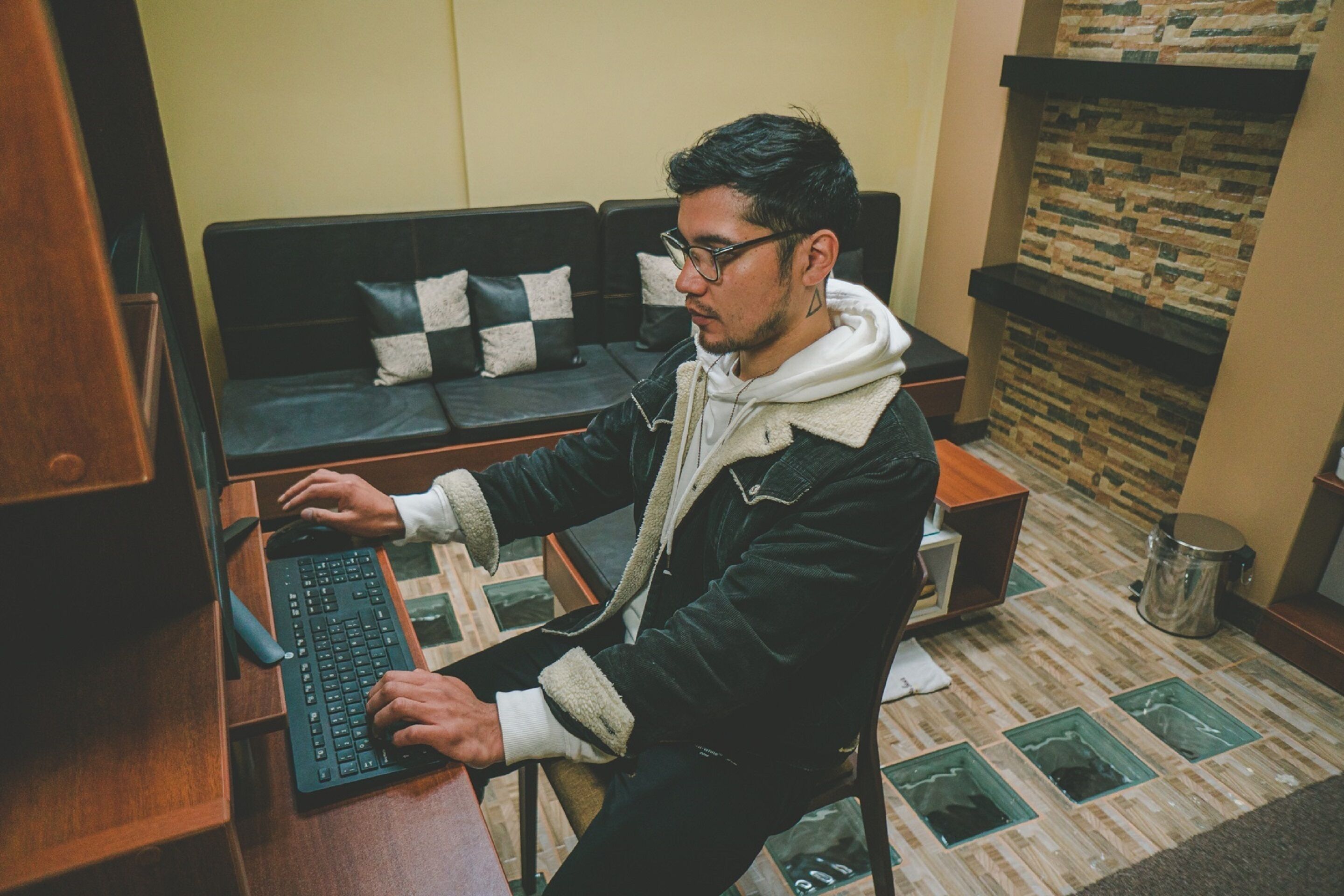 45-inch flat-screen TV with cable channels, TV