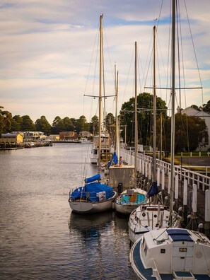 Guests can enjoy sailing and waterfront views from this tranquil marina.