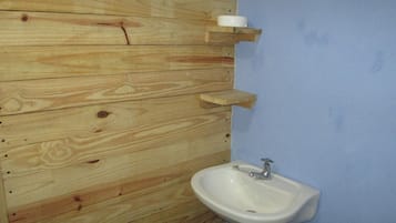 Shower, towels, soap, toilet paper