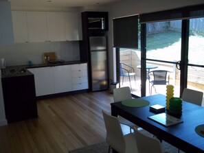 Fridge, microwave, oven, electric kettle