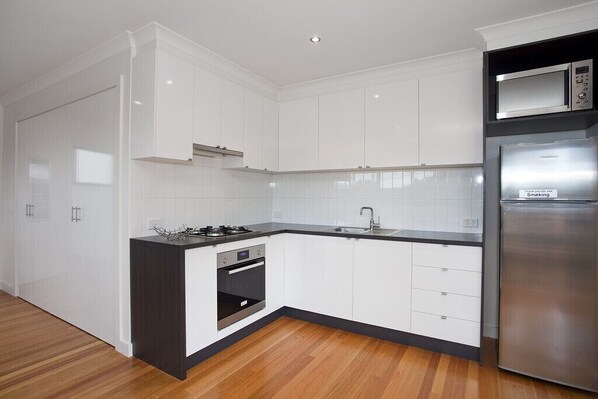 Fridge, microwave, oven, electric kettle