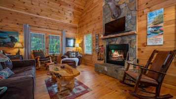 Smart TV, fireplace, video games, DVD player