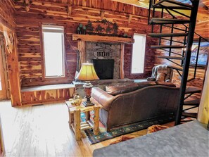 Smart TV, fireplace, video games, DVD player