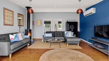 Televisio, takka, Netflix, DVD-soitin