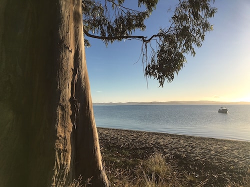 Wavestation Farmhouse, Southern Tasmania. <br>Views to Bruny Island