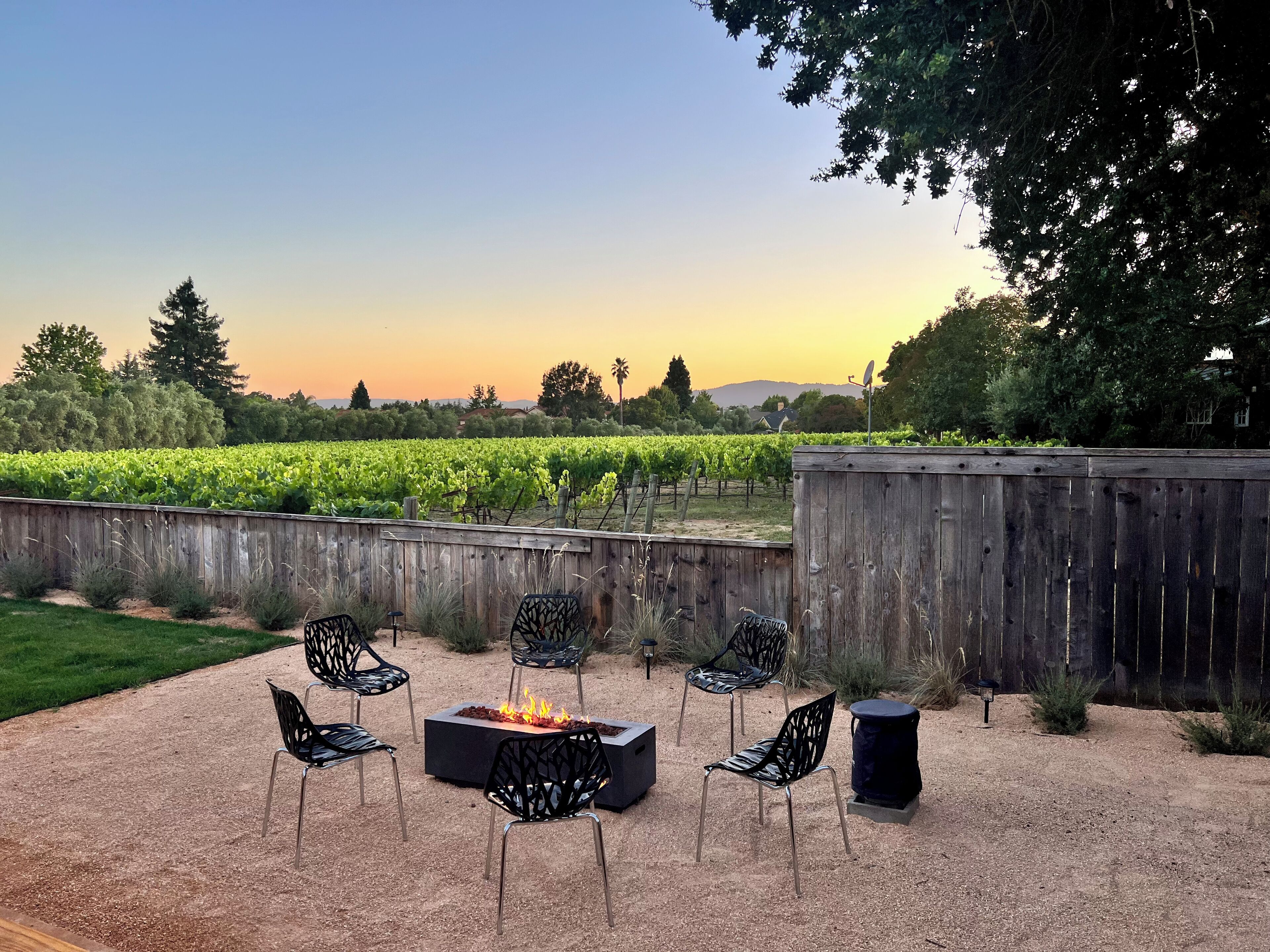 Wine country getaway with outdoor fire pit, BBQ, Jacuzzi and vineyard views!