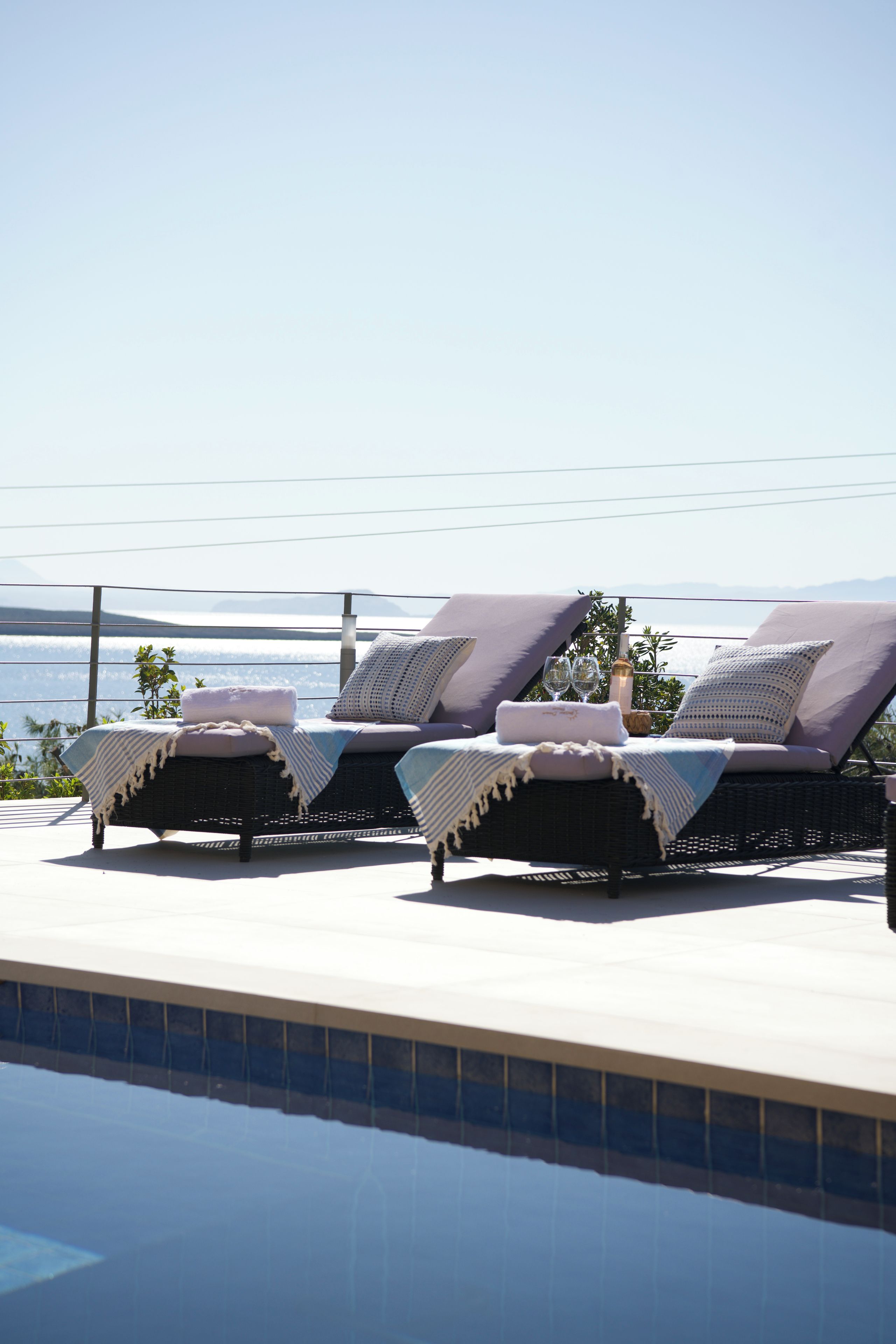 Outdoor pool, pool loungers