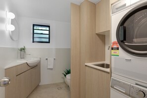 Hair dryer, towels