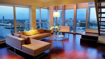 TV, DVD player, music library, video library