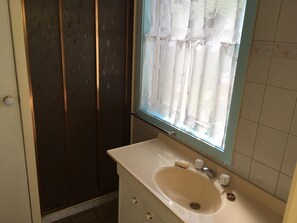 シャワー、ヘアドライヤー、トイレットペーパー