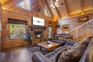 TV, fireplace, table football, stereo