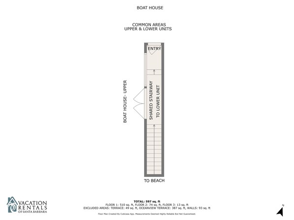Floor plan - Beachfront Retreat On Sand with Charming Nautical Features | Lower Unit (Santa Barbara)