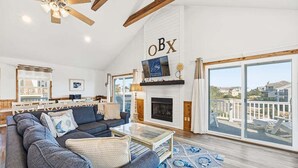 TV, fireplace, DVD player, stereo - One Grand Whim | 698 ft from the Beach | Community Pool, Hot Tub | Corolla (Corolla)