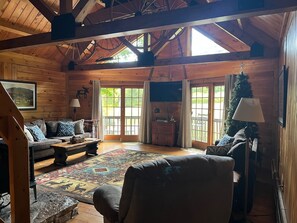 TV, fireplace, DVD player, foosball