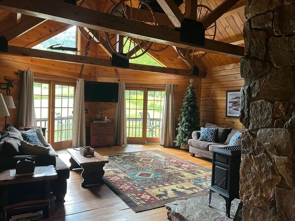 TV, fireplace, DVD player, foosball