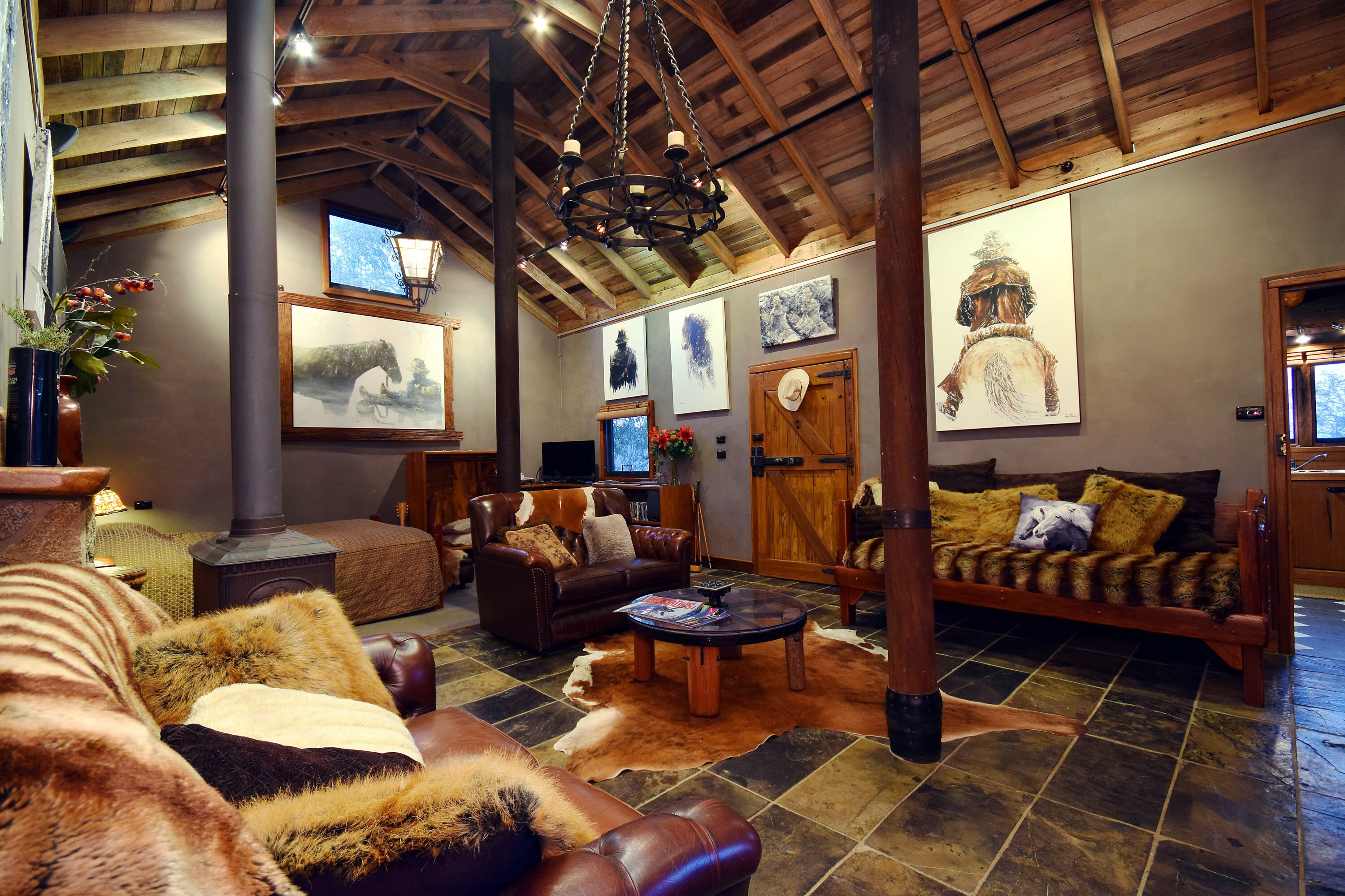 電視、壁爐、DVD 播放機、書籍