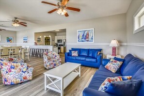 TV, DVD player, table football, books - Sandy Paws and Feet: Pet Friendly Oceanfront House with Game Room and Pool (NORTH MYRTLE BEACH)