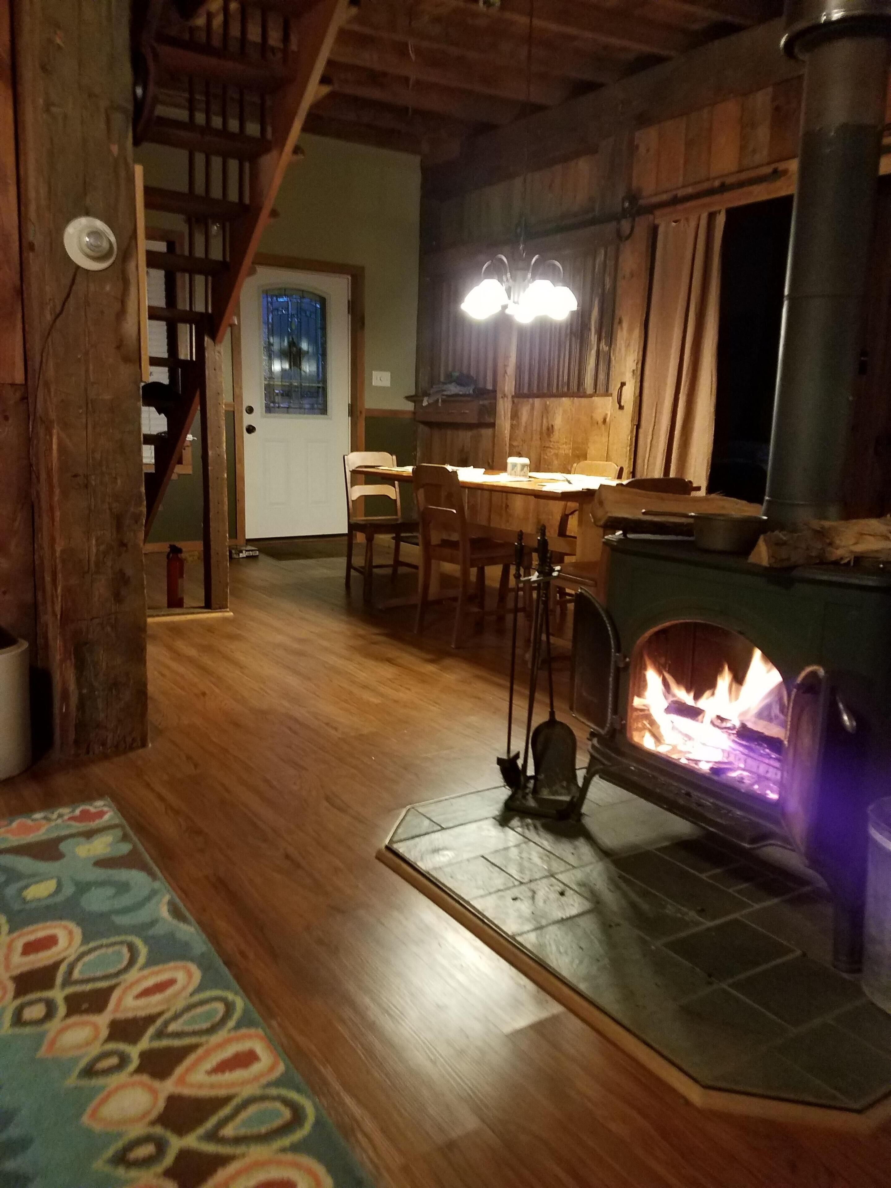 Relaxing in the living room in front of the fire