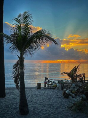 On the beach, sun-loungers, beach towels - Located steps from the ocean, offering true beach living (Hollywood)