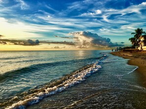On the beach, sun-loungers, beach towels - Located steps from the ocean, offering true beach living (Hollywood)