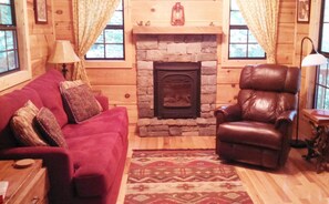 Smart TV, fireplace, DVD player, books