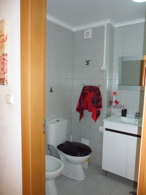 Combined shower/bathtub, hair dryer, bidet, towels - Chez Nônô - 4 bedroom, 2 toilet, in the city (Ponta Delgada)