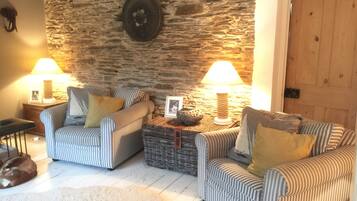 TV, fireplace, DVD player, books