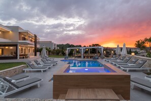 Outdoor pool, sun loungers -  Elaida Villa, Refined Group Escape • Pool & Play (Rethymno)
