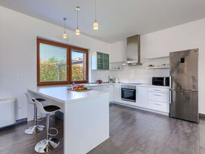 Microwave, oven, dishwasher, high chair