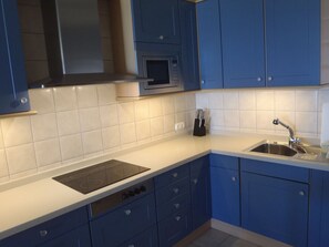 Kühlschrank, Mikrowelle, Herdplatte, Geschirrspüler