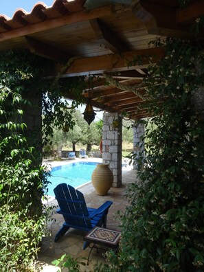 Villa To Kyma, Stoupa. Pool and part of the veranda