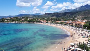 Beach nearby, sun-loungers