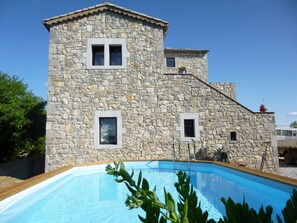 Pool - Fully air-conditioned stone villa with panoramic views and private pool. (Labeaume)