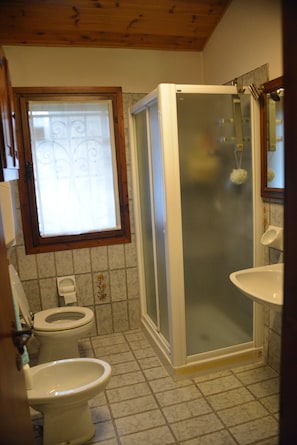 Dusche, Haartrockner, Bidet, Handtücher