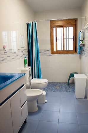 Dusche, Haartrockner, Bidet, Handtücher