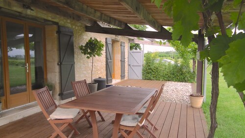 Grange Gite-vignoble, vue, piscine, wifi, salle de jeux - "L'Atelier" aux Marais