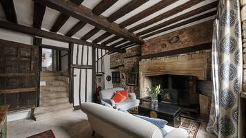 Smart-TV, Kamin, Bücher, Computerbildschirme