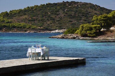 Paradise with a  Beachfront Villa,  Cycladic Private Island Retreat