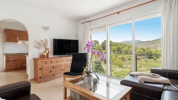 TV, DVD player, livros, aparelho de som