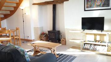 Télévision, lecteur de DVD, livres