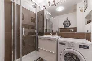 Ducha, secador de pelo, toallas, papel higiénico