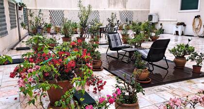 Sunny Terrace of Flowers in Central Lisbon
