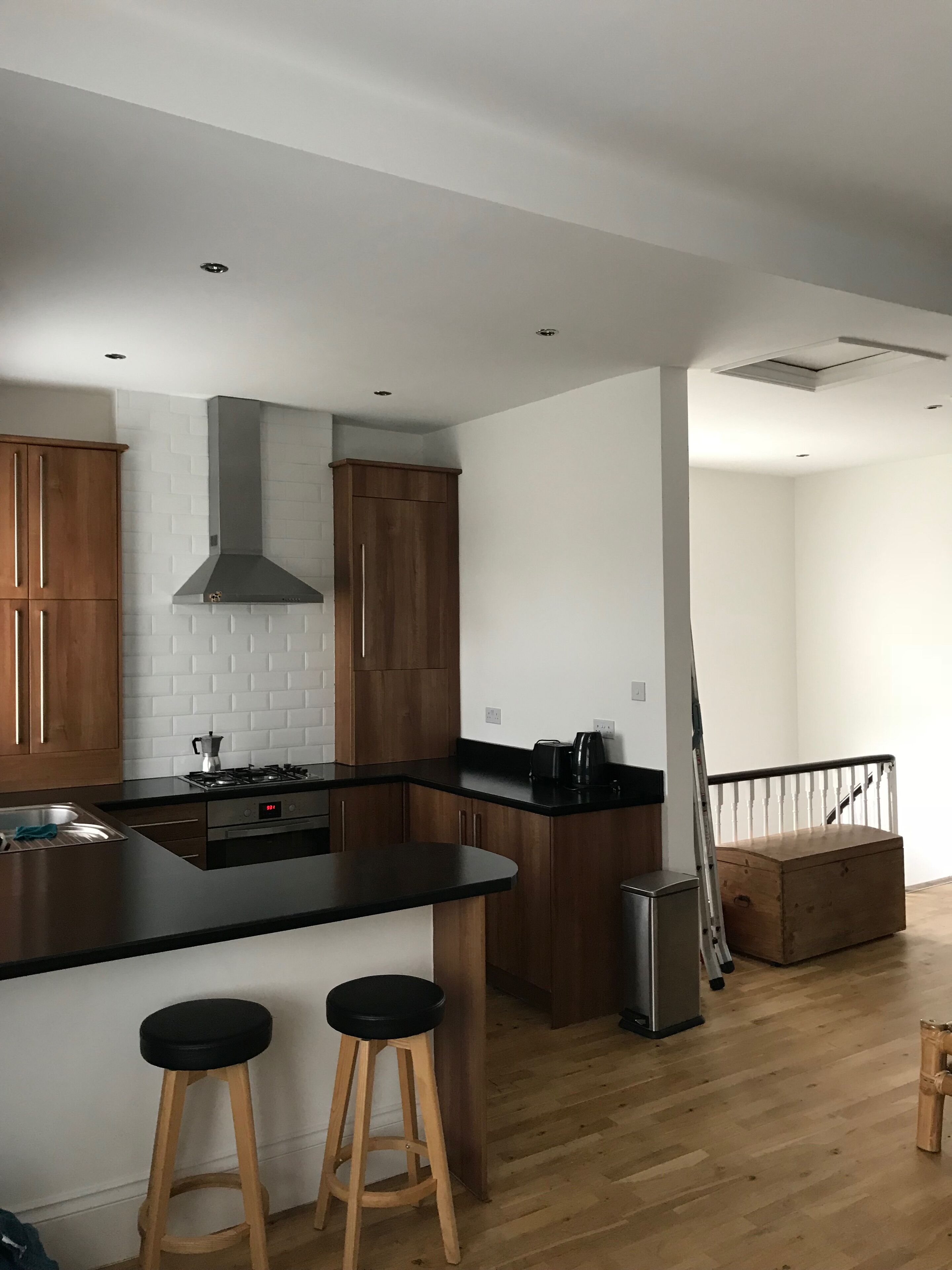 Fridge, dishwasher, coffee/tea maker, cookware/dishes/utensils