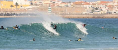 在海灘附近、沙灘巾