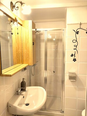 Dusche, Haartrockner, Bidet, Handtücher