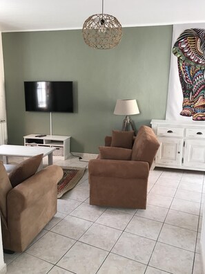 Una televisión, un reproductor de DVD