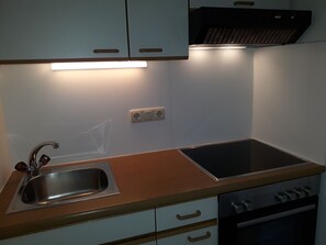 Fridge, microwave, oven, coffee/tea maker