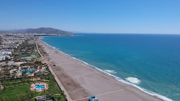 Beach nearby, sun-loungers