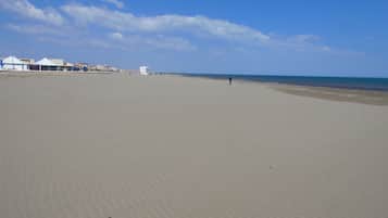 Beach nearby, sun loungers