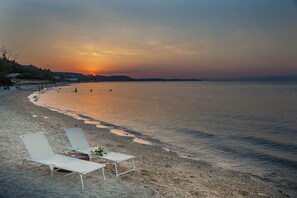 Beach nearby, sun-loungers